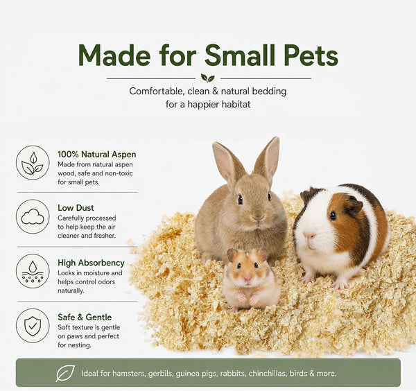 35Oz Natural Aspen Wood Pet Bedding – Low Dust, Odor Control & Ultra Absorbent Shavings for Hamsters, Parrots, Guinea Pigs & Small Animals5