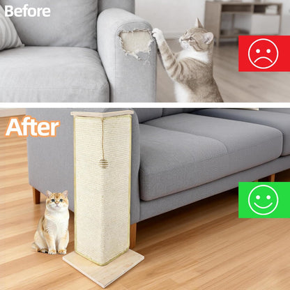 28.8" Tall Couch Corner Cat Scratcher, Sisal Scratching Pad with Toy Ball for Sofa, Stylish Modern Furniture Protector, Easy Assembly Cat Scratching Post4