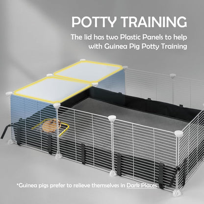 MEEXPAWS Guinea Pig Cages Small Animal Playpen Large 42" L X 28" W X 28" H | with Waterproof PVC Liner & Washable Pee Pad &Storage Space, C&C Cage for Guinea Pigs Indoor Pet Enclosure Wire Yard Playpen5