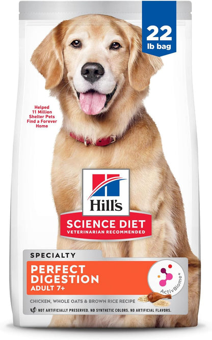 Hill'S Science Diet Adult 7+ Perfect Digestion Dry Dog Food | #1 Veterinarian Recommended, Chicken, Whole Oats, & Brown Rice, 22 Lb. Bag1