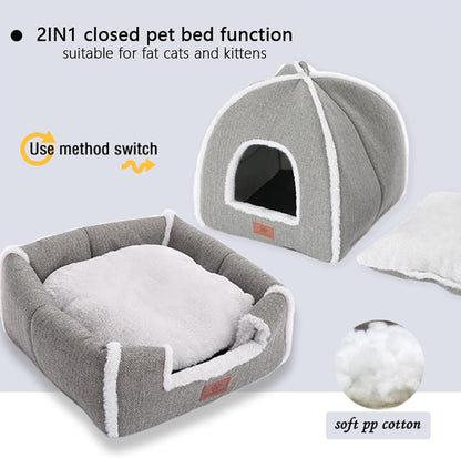 Cat Beds for Indoor Cats-Cat Bed Cave House Tent for Kittens and Small Pets with Washable Cushioned,Soft and Warm Indoor House, Grey, 15 Inches3