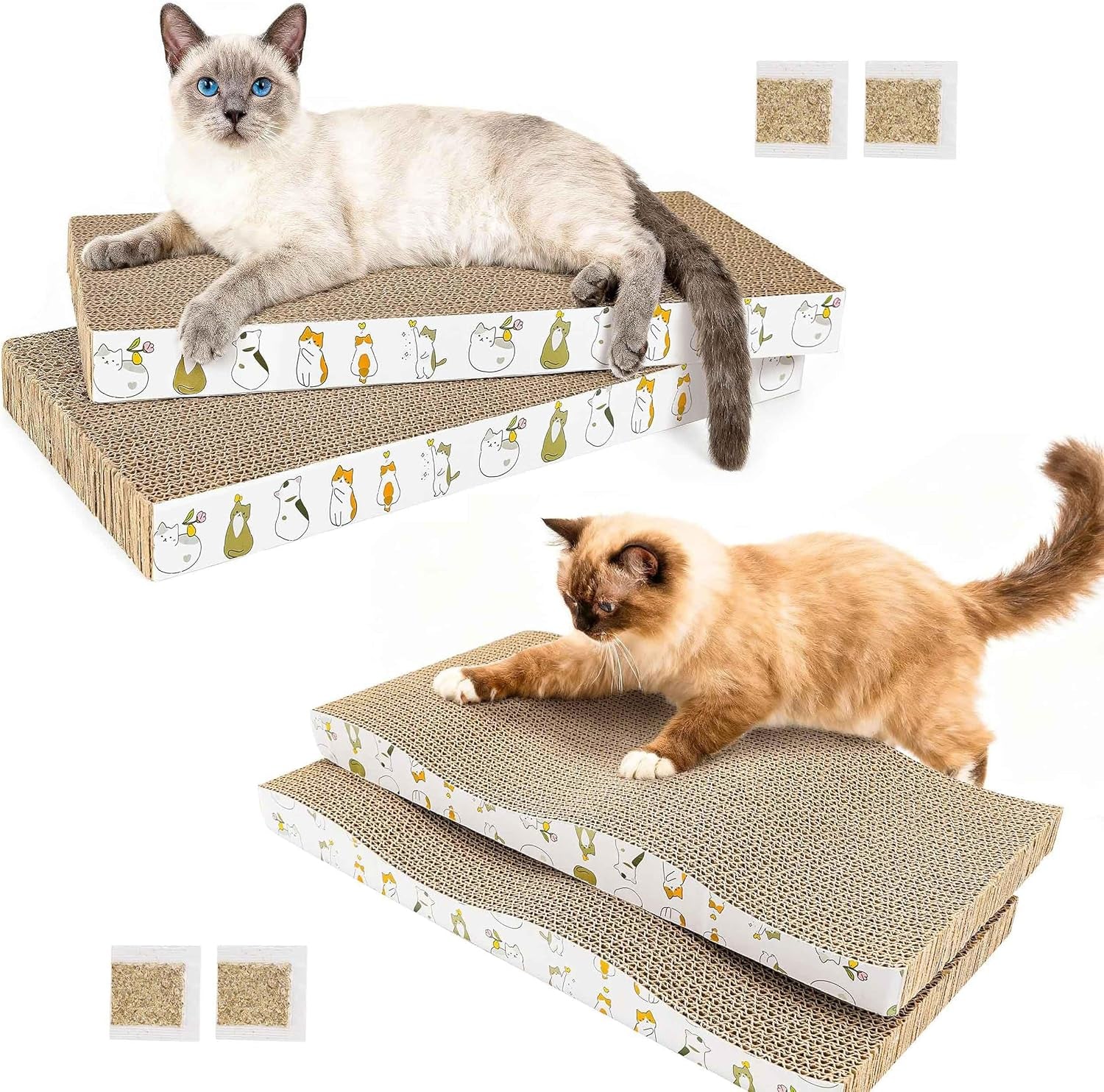 patiencet-cat-scratch-pad-with-box-4-pack-cardboard-cat-scratcher-lounge-bed-for-indoor-cats-reversible-corrugated-scratching-board-refill-with-catnip
