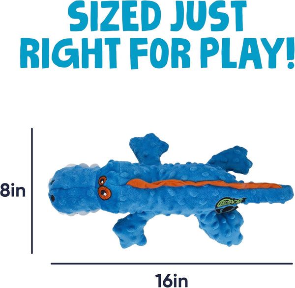 Godog Gators Squeaky Plush Dog Toy with Chew Guard Technology, Durable Fabric & Squeaker for Active Play, Blue, Large3