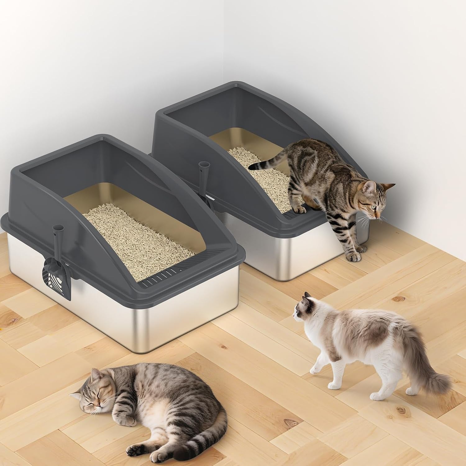 2-pack-stainless-steel-litter-box-xl-enclosed-cat-litter-boxes-with-lid-for-big-cats-and-multi-cats-high-sided-anti-urine-leakage-non-stick-bottom-dark-gray