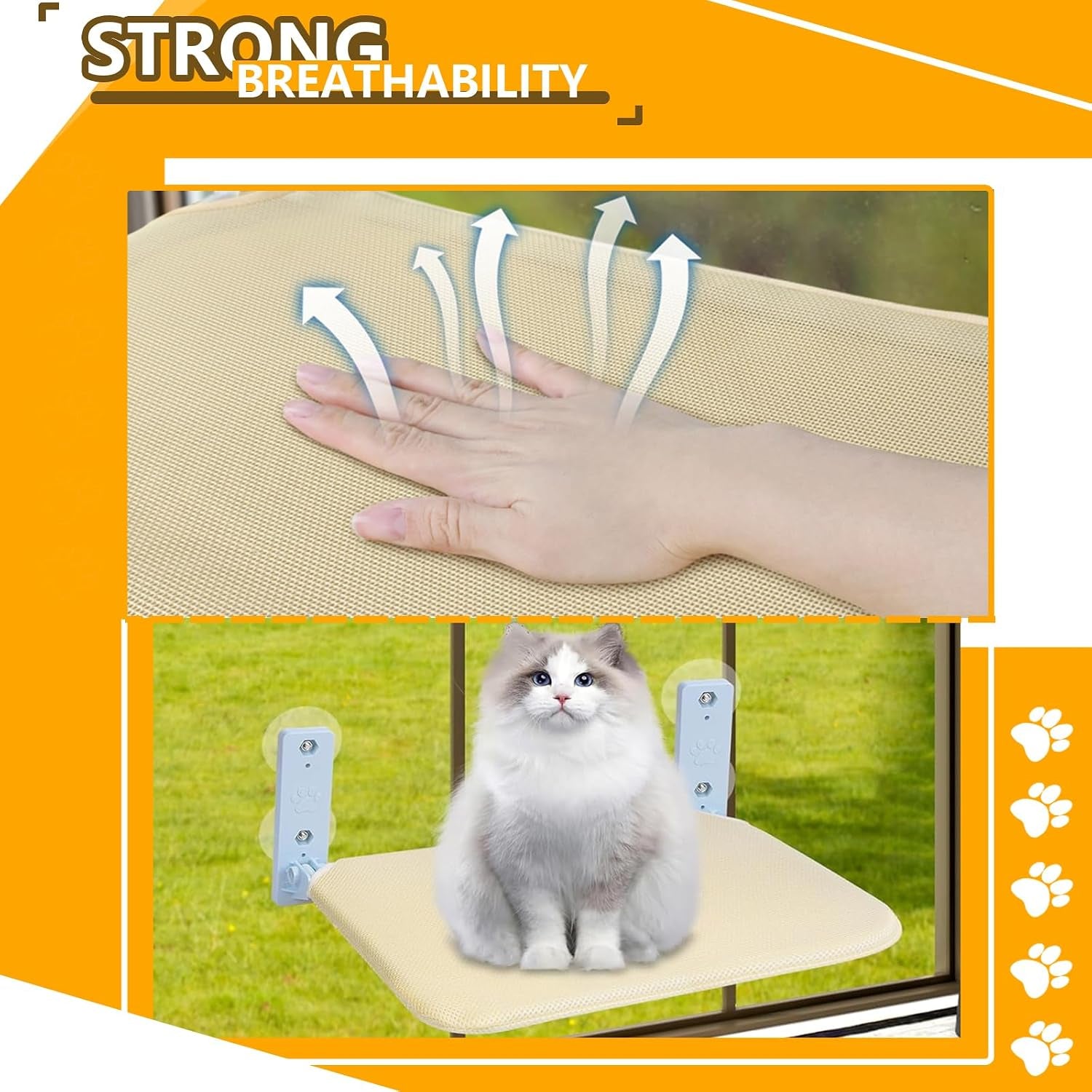 cat-window-perch-seat-hammock-foldable-hammock-with-4-strong-suction-cups-easy-to-assemble-and-cat-wand-cream