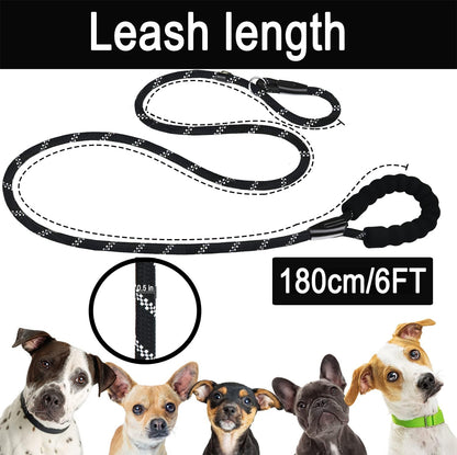Dog Leash, 6 FT Heavy Duty Dog Leashes, Durable Premium Quality Strong Rope Slip Leash with Comfortable Padded Handle and Highly Reflective Threads for Small Medium and Large Dogs. (Black)5