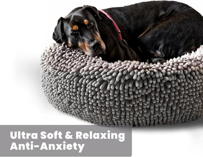 Muddy Mat® Cloud K-9 Dog Beds for Small Dogs & Cats, Soft & Relaxing round Dog Bed, Chenille Material, Removable Cover, Washable & Dryer Safe – Grey Small(25'X25')6
