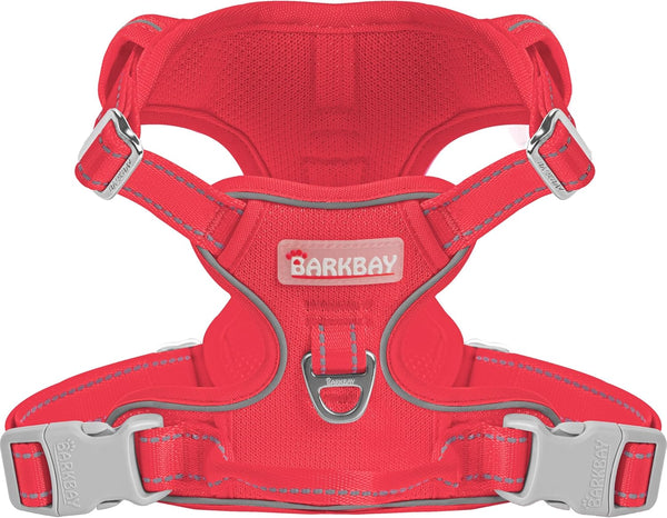 BARKBAY No Pull Pet Harness Dog Harness Adjustable Outdoor Pet Vest 3M Reflective Oxford Material Vest for PINK Dogs Easy Control for Small Medium Large Dogs (L)10
