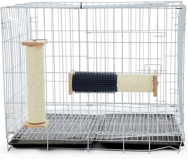 Aliceset 3 Pack Cat Scratching Post for Crate Cage 13 Inch Wooden Sisal Cage Mounted Scratching Post with Self Groomer and Massager for Grinding Claws and Climbing6