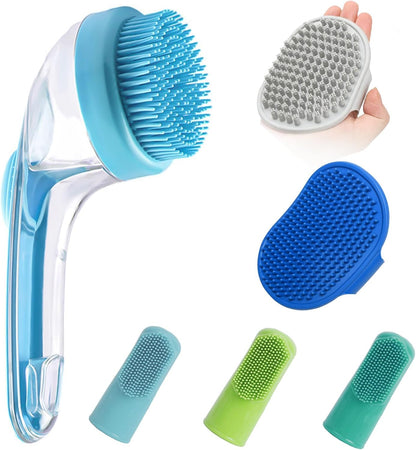 (6 Pcs) ELEGX Pet Grooming Bath Massage Brush with Soap and Shampoo Dispenser Soft Silicone Bristle for Long Short Haired Dogs Cats Shower8