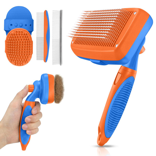 Self Cleaning Shedding Brush - 5-In-1 Professional Pet Grooming Kit Skin Friendly Grooming Tool for Dogs, Cats, and Puppies, Deshedding and Hair Removal for Long and Short Haired Pets, Blue9