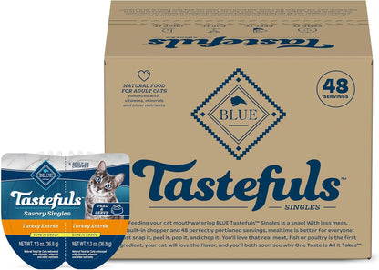 Blue Buffalo Tastefuls Savory Singles Variety Pack, Wet Cat Food in Gravy, 2.6-Oz. Twin-Pack Trays, Chicken & Turkey Entreé (12 Count)14