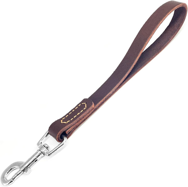 Leather Short Dog Lead, Strong Traffic Pet Lead with 360º Heavy Duty Metal Hook, Short Dog Leash for Big Large Medium Dogs Training and Walking.1
