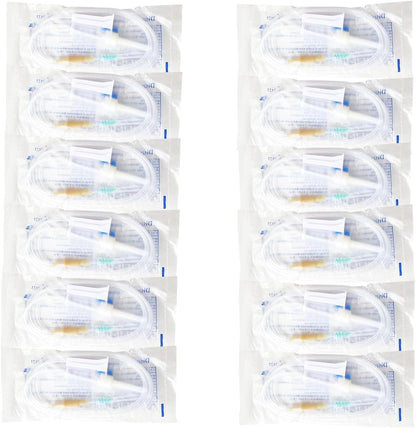 12 Pack Fluid Transfer Extension Tubing for Pets and Laboratory Care, 67 Inch Transparent PVC Lines with Precision Roller Clamp, Universal Luer Lock Connectors and 18 GA Fitting Components4