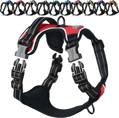 VIVAGLORY No Pull Dog Harness Vest Harness, L, Orange - Patterned | with Handle Front and Back Clip for Training & Pulling, No Pull & Escape Proof Padded Adjustable for Pet Puppy19