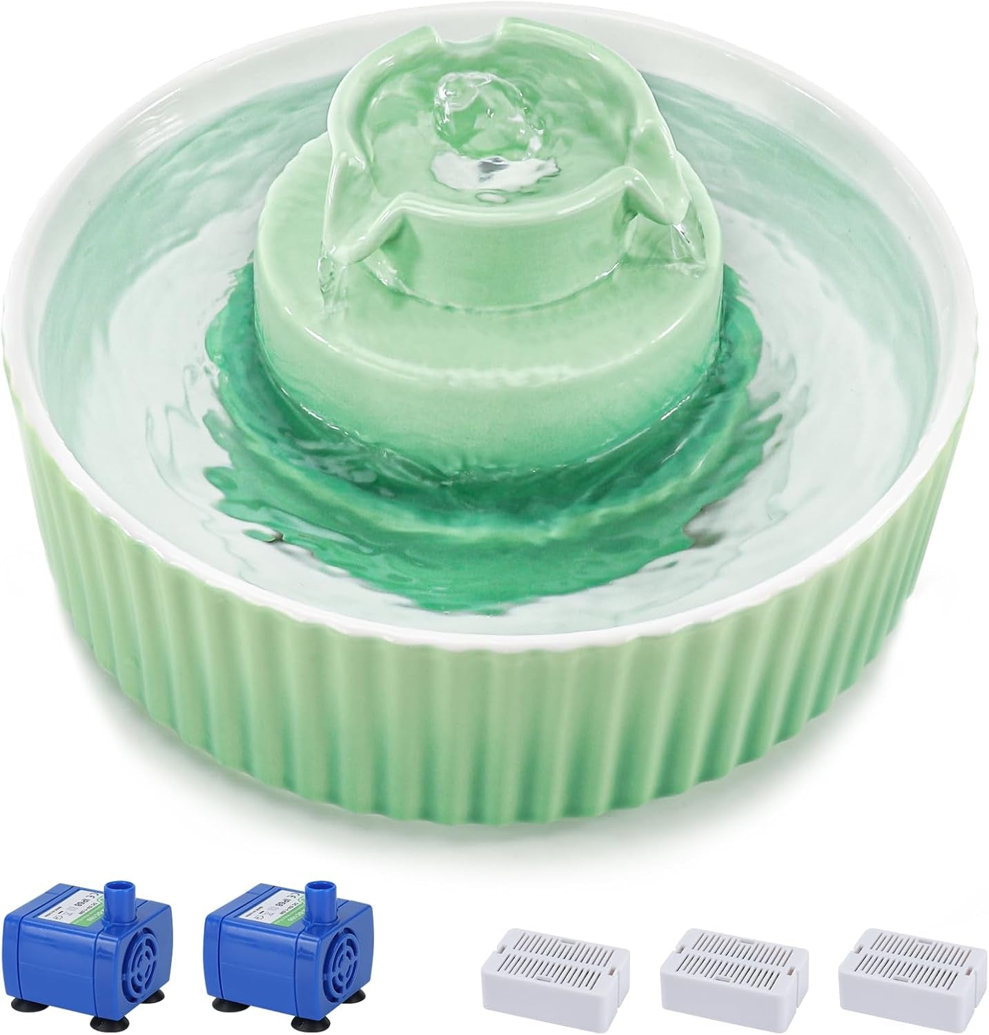 lawfery-ceramic-cat-water-fountain-2-1l-71oz-cupcake-pet-fountain-3-carbon-filters-2-quiet-pumps-heavy-ceramic-body-and-360-drinking-area-drinking-bowl-for-indoor-cats-and-small-dogs