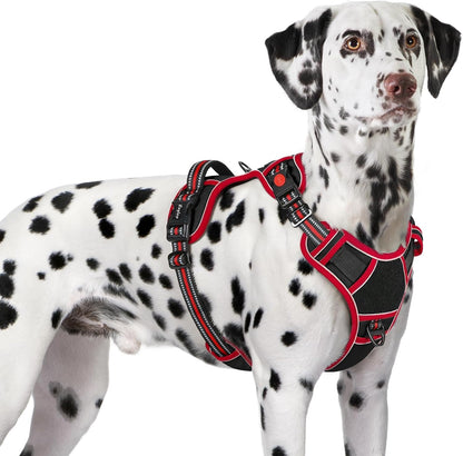 Eagloo Dog Harness No Pull for Large Dogs, Easy on & off with 3 Buckles | No Choke with Front Clip, Adjustable Fit, MOLLE System, Reflective Vest, Easy Control for Walking, Black, Large25
