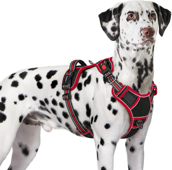 Eagloo Dog Harness No Pull for Large Dogs, Easy on & off with 3 Buckles | No Choke with Front Clip, Adjustable Fit, MOLLE System, Reflective Vest, Easy Control for Walking, Black, Large25