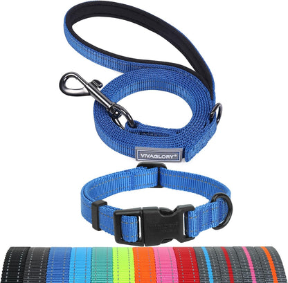 VIVAGLORY Dog Leash Puppy Leash for Collar, 3Ft X 1In, Black | with Soft Padded Handle for Training & Walking, Heavy Duty & Double Layer Nylon Pet Puppy20
