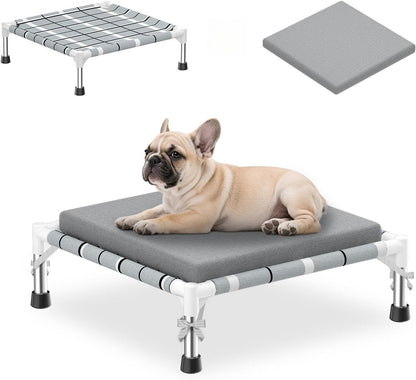 Elevated Dog Bed, Raised Cooling Lifted Dog Cot for Indoor & Outdoor | Cooling Breathable outside Portable Dog Hammock Bed for Small Pet ,Non-Slip Feet, Stainless Steel Frame9