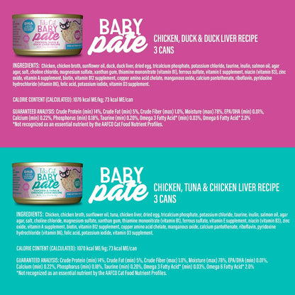 Tiki Cat Baby Pate Wet Cat Food for Kittens Variety Pack, 2.4 Oz. Cans (12 Count)6