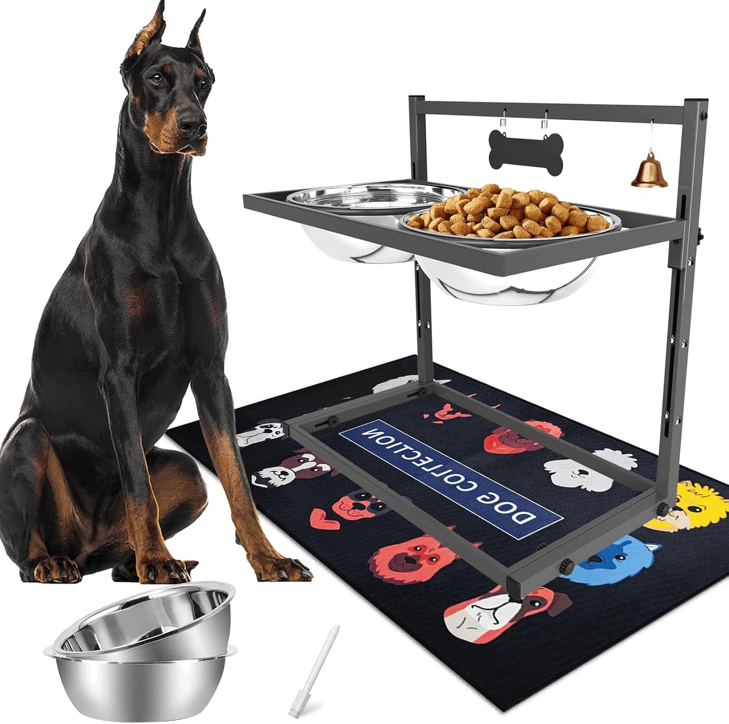 elevated-dog-bowls-with-slow-feeder-for-large-dogs-adjustable-raised-stand-with-2-stainless-steel-bowls-spill-proof-mat-non-slip-dog-feeder-for-large-medium-dogs-black