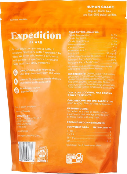 Amazon Brand - Wag Expedition Human Grade Organic Biscuits Dog Treats, Non-Gmo, Pumpkin & Chia Seed, 10 Oz, Pack of 12