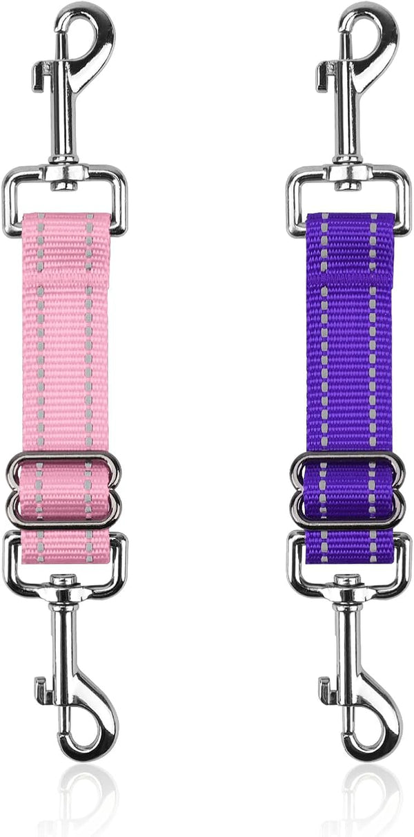 YUEPET Dog Safety Collar Clips 2 Pack Adjustable Prong Backup Clips Reflective Double Ended Backup Clasp Leash Connector for Dog Harness to Collar Safety Clip(Grey+Black) | Prong Collar Backup, Double-Ended Clips, Harness to Collar Connector, Reflective Strap, 7-8.2 in Adjustable Length, 2 Pack9
