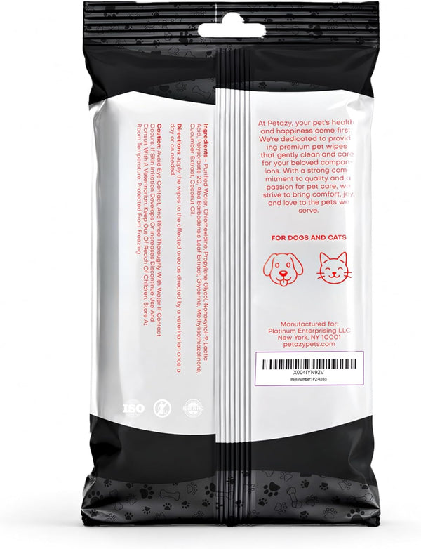 Petazy 2% Chlorhexidine Wipes for Dogs 3X Larger | Yeast Infection Ringworm Fungus Hot Spot Itch Relief | Medicated Antibacterial Antifungal Gentle Soothing Topical Wipes for Dog Cat | 50 Wipes 5X69