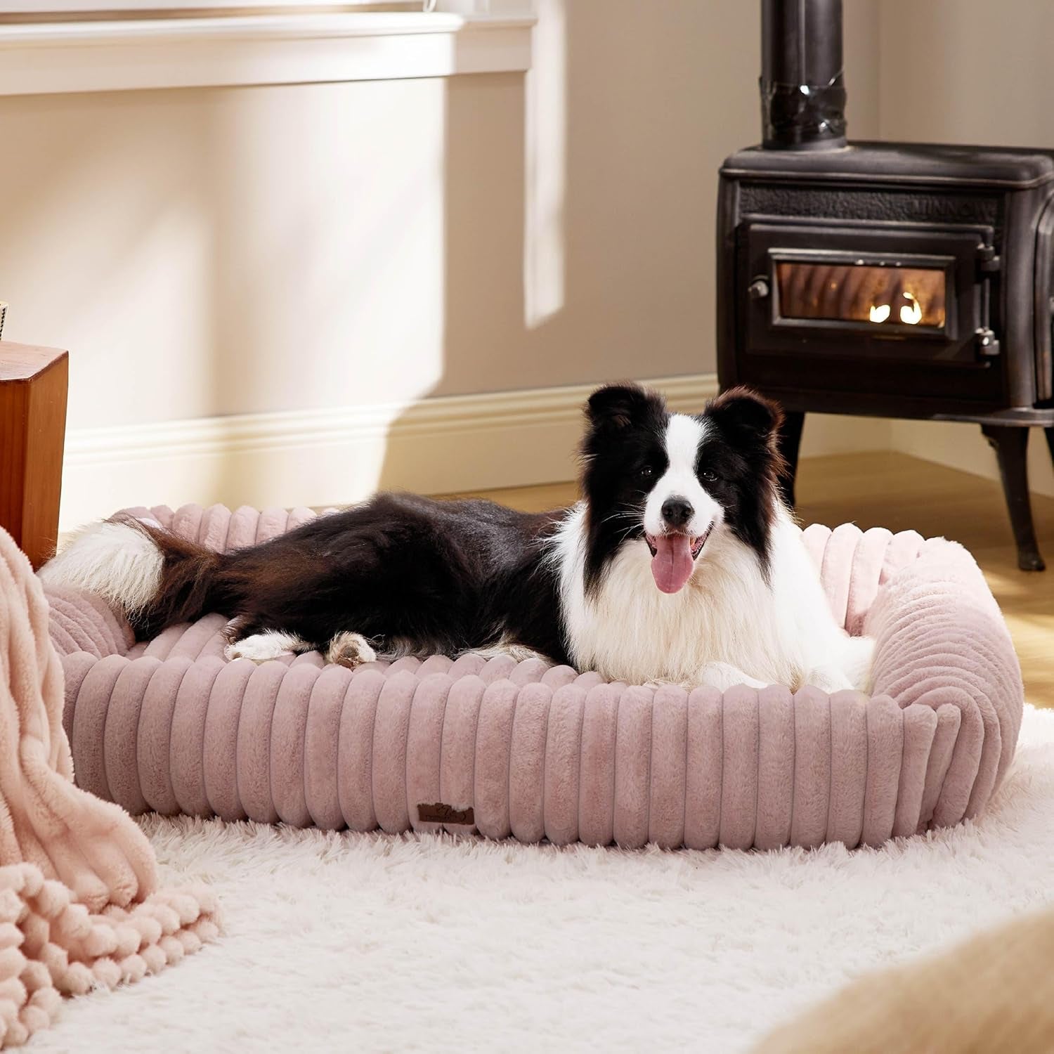 bedsure-comfyfleece™-cute-dog-bed-for-small-medium-dogs-washable-25in-cream-furry-puppy-beds-square-rectangle-orthopedic-corduroy-aesthetic-pet-beds-removable-zipper-cover-non-slip-bottom-up-to-15-lbs