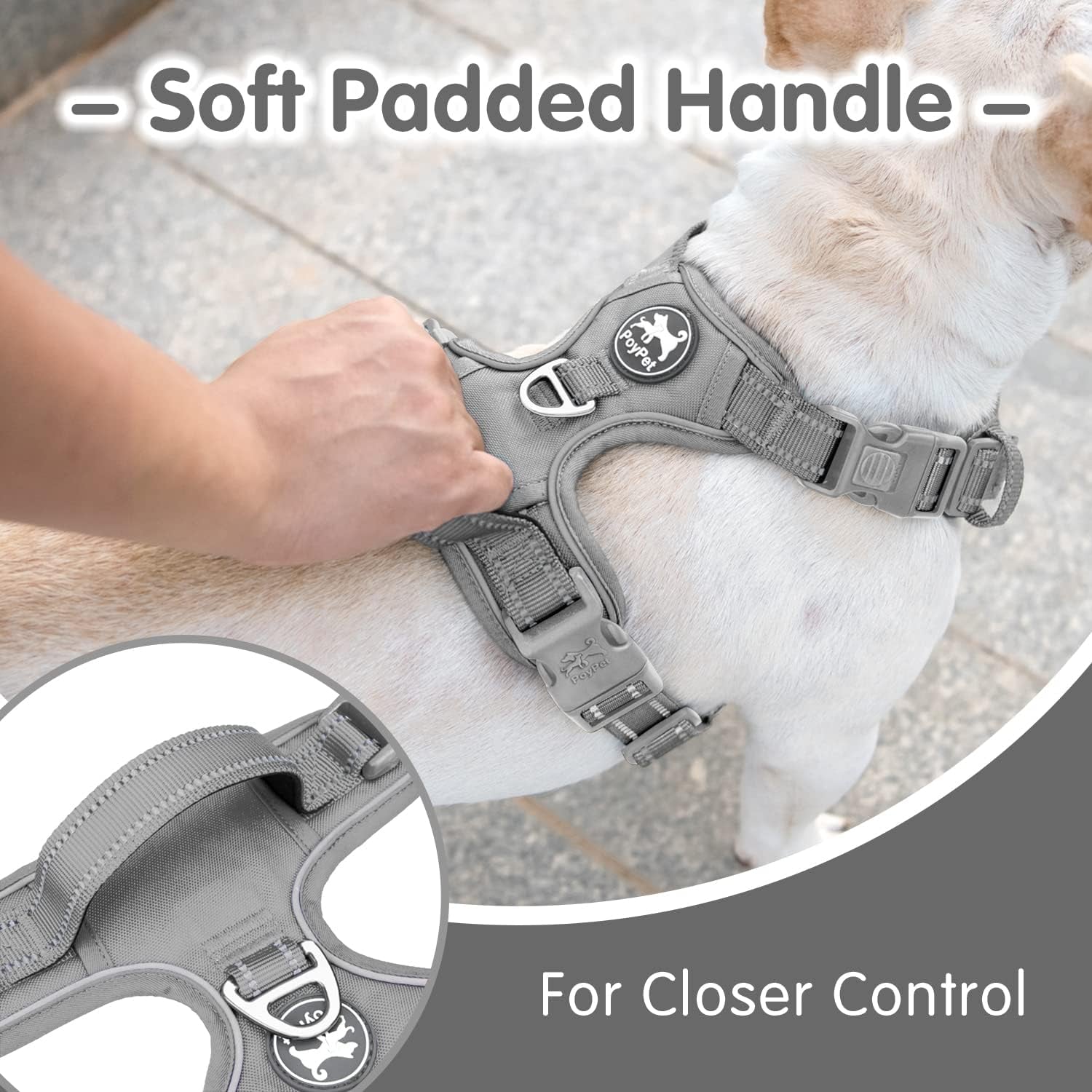poypet-no-pull-dog-harness-and-5-feet-leash-set-release-on-neck-reflective-adjustable-pet-vest-front-back-2-d-ring-and-soft-padded-pet-harness-with-handle-for-small-to-large-dogsgrey-l
