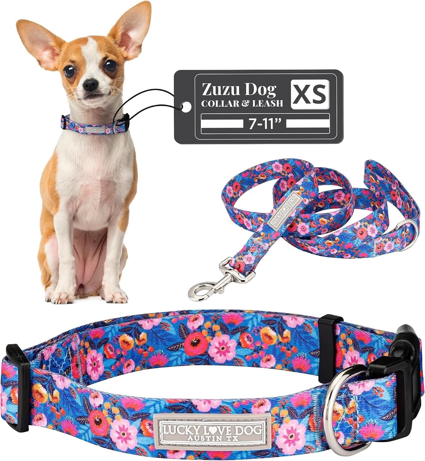 lucky-love-dog-easy-click-buckle-dog-collar-with-leash-set-combo-durable-comfortable-for-male-female-dogs-pet-collar-for-medium-dogs-secure-fit-blackbird-combo-medium