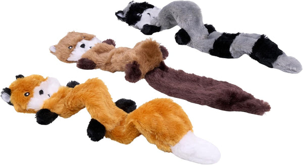 Zippypaws Skinny Peltz - No Stuffing Dog Toy Pack to Keep Them Busy, for Medium and Large Dogs, Squeaky Pet Toys, Unstuffed Chew Toys, Soft Plush Variety Pack, Fox, Raccoon, and Squirrel - 18"2