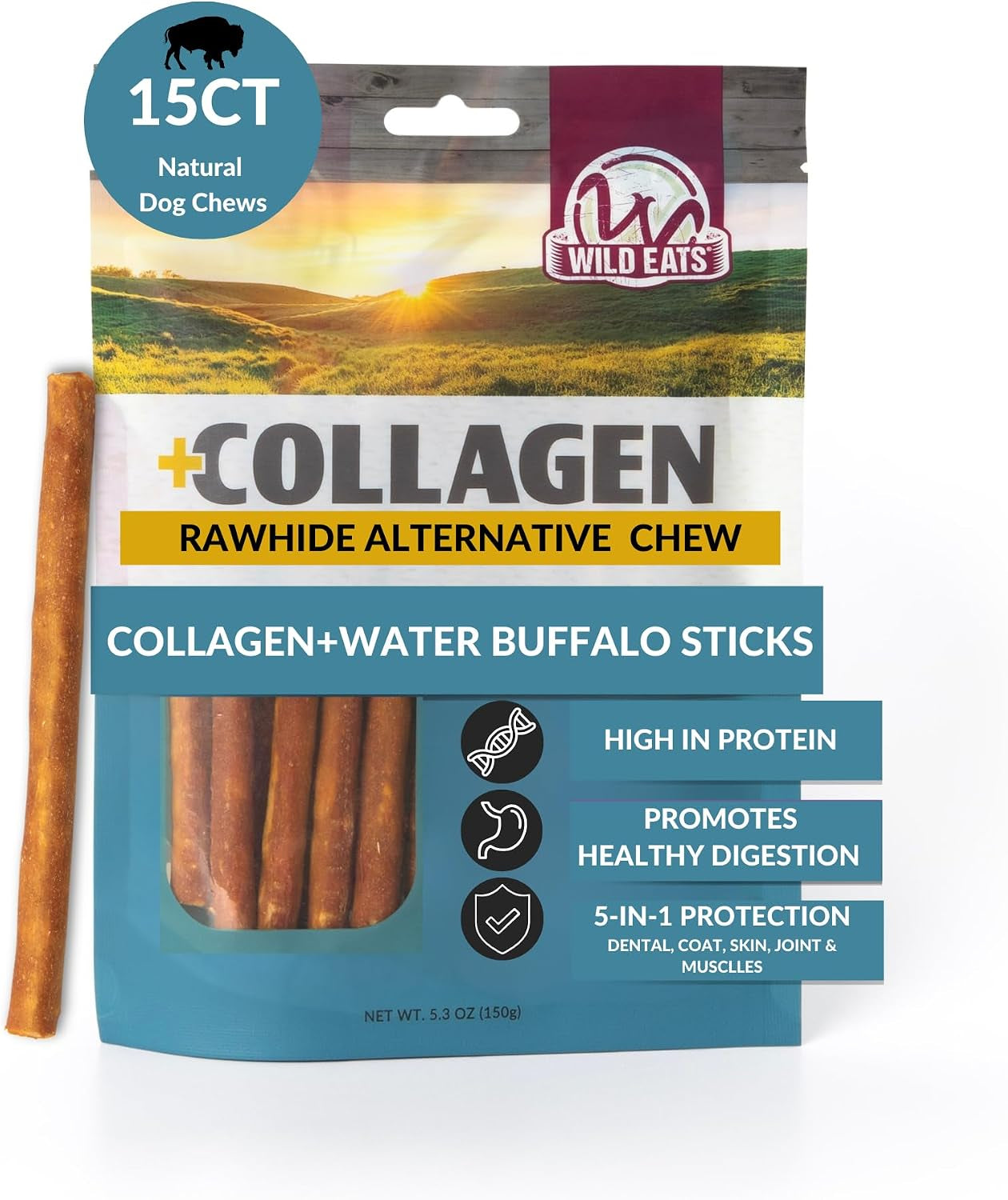 wild-eats-real-duck-collagen-bully-sticks-for-dogs-25-pack-rawhide-free-no-hide-chew-treat-made-without-grain-5-inch-size-high-protein-satisfies-natural-gnawing-urges-suits-all-breeds