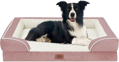 Comfort Expression Orthopedic Dog Bed for Extra Large Dogs with Bolster | Waterproof Dog Couch Bed with Washable Cover & Non-Slip Bottom, Supportive Egg Crate Foam XL Pet Bed, 42X30 Inch209