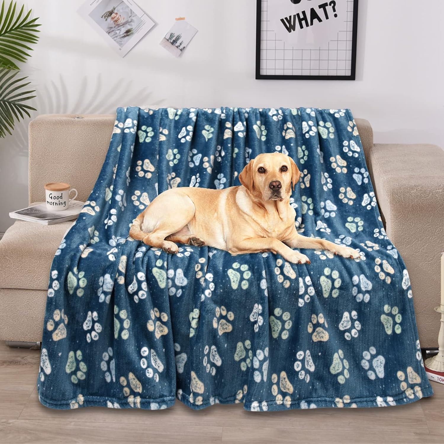 rezutan-blanket-for-large-dogs-cat-flannel-washable-soft-pet-mat-throw-cover-for-kennels-beds-sofas-furniture-protection-cute-paw-pattern-black-50x40-inch