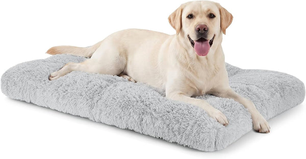 JOEJOY Large Dog Bed Crate Pad, Deluxe Plush Washable Dog Beds Fulffy Soft Kennel Pad Anti-Slip Pet Sleeping Mat for Extra Large Medium Small Dogs, 40" X 27", Beige20