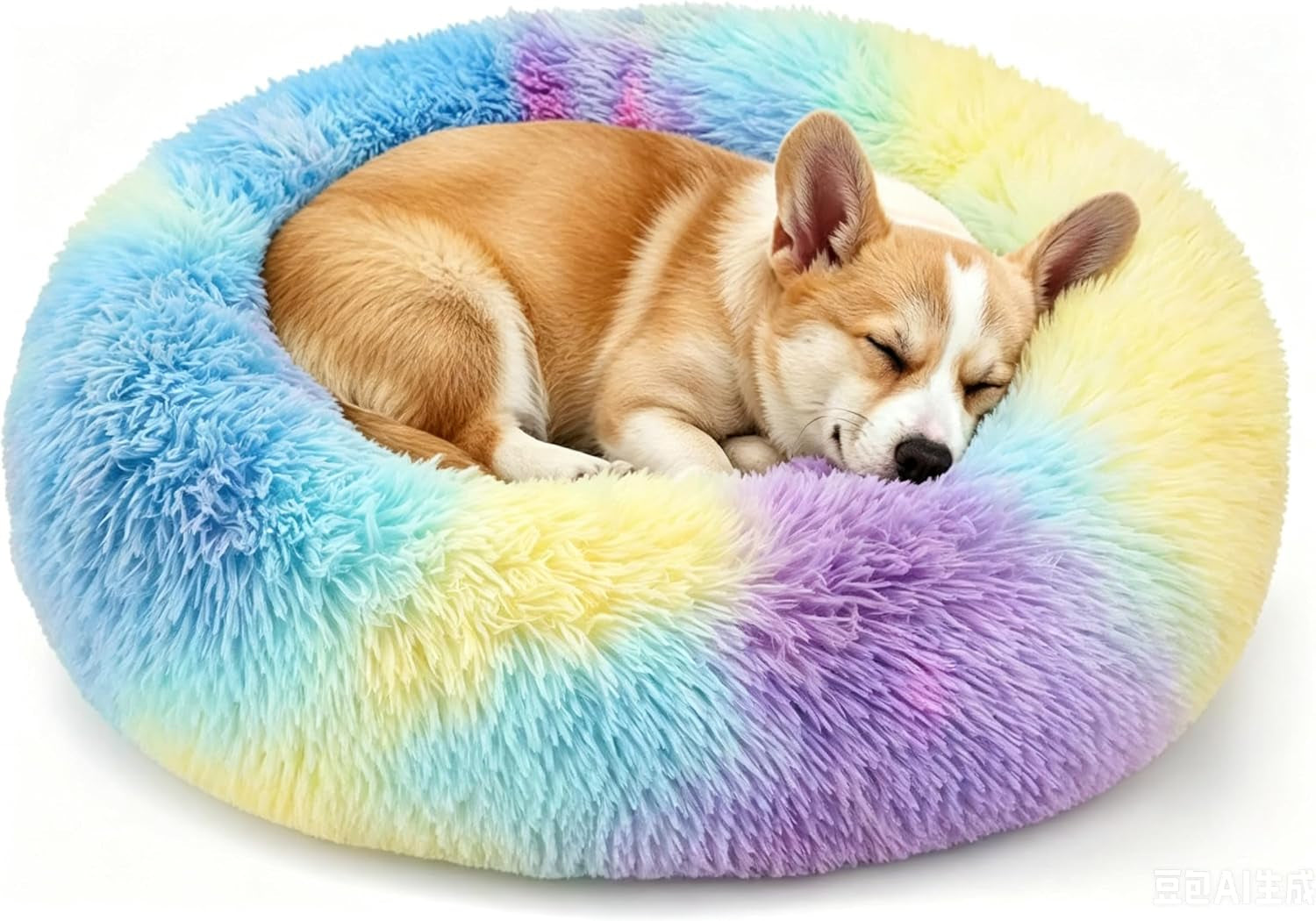 calming-donut-dog-and-cat-bed-for-indoor-cats-anti-anxiety-round-fluffy-soft-washable-small-pet-bed-for-puppy-and-kitten-warming-comfortable-luxury-anti-slip-waterproof-mute-base-20in-gray