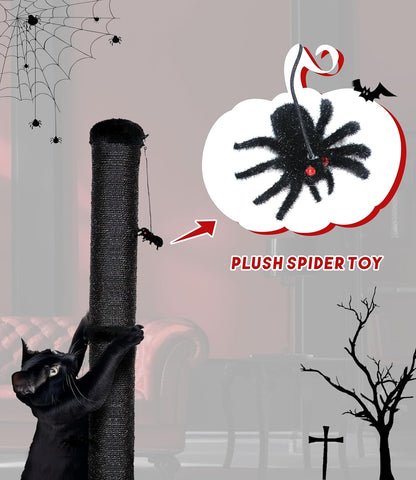 Gothic Cat Scratching Post with Spider Toys for Indoor Cats | Halloween Sisal Scratcher｜Goth Tree Tower｜Cobweb Base｜Spooky Furniture｜Interactive Dangling Toy｜Activity Kitty Play Center6