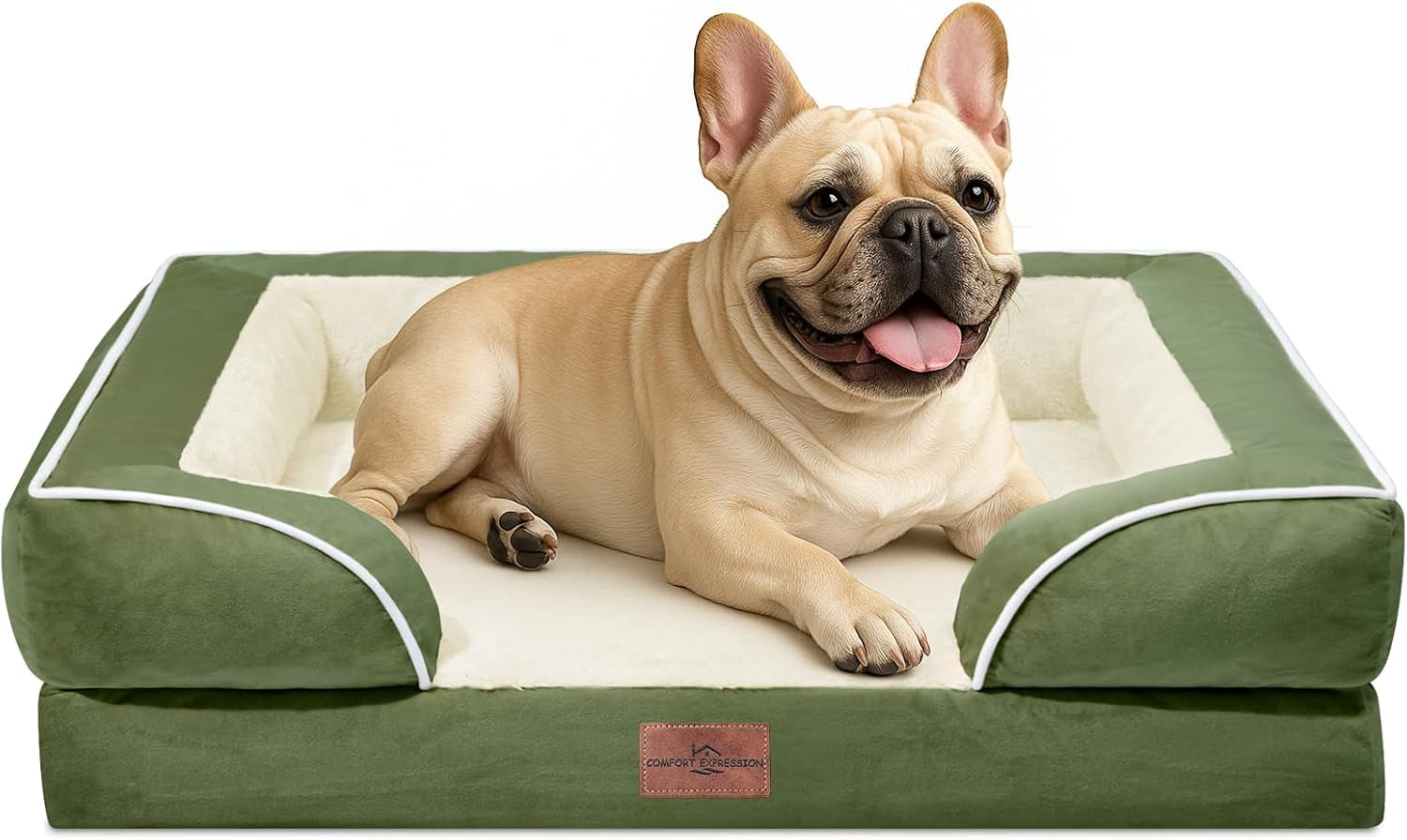 comfort-expression-orthopedic-dog-bed-for-extra-large-dogs-with-bolster-waterproof-dog-couch-bed-with-washable-cover-non-slip-bottom-supportive-egg-crate-foam-xl-pet-bed-42x30-inch