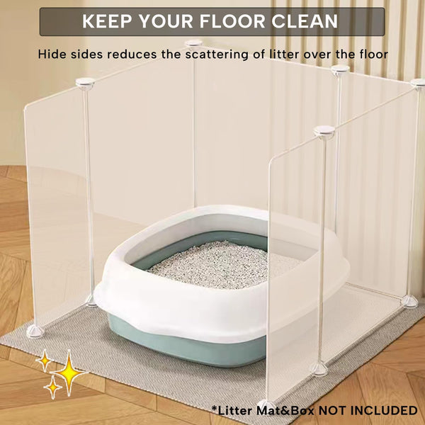 KEYIDE High Wall Cat Litter Box Splash Guard, DIY Cat Litter Pan Siding Kitten Litter Tray Pee Shield Dog Scatter Barrier, 24L X 19W X 16H Keep Floor Clean3