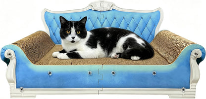 Luxury Cardboard Cat Scratcher Sofa Bed, Couch Shaped Scratching Board, Scratch Lounge with Catnip, Scratcher for Indoor Cats Large Grey14