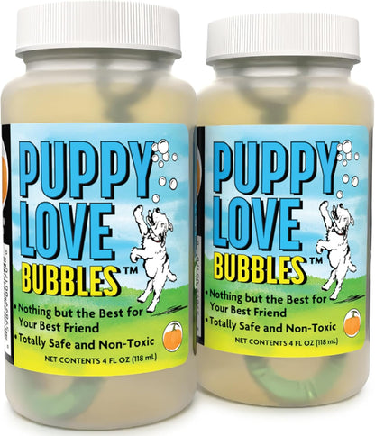 Puppy Love Bubbles, Peanut Butter & Bacon Scented Bubbles 4Oz. Bottle-2 Pack Combo (1 Peanut Butter/1 Bacon) for Dogs18