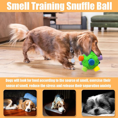 Dog Snuffle Ball-Interactive Puzzle Dog Toys Encourage Natural Foraging Skills Slow Feeder for Training and Stress Relief, Cloth Strip Hiding Food Dog Toys with Squeaky Carrot Toy for Any Size5