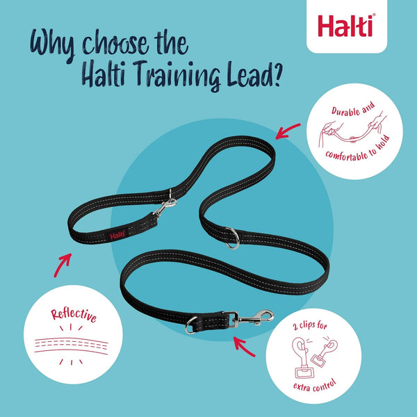 Halti Training Leash - Multifunctional Double-Ended Dog Leash, Ideal for Anti-Pulling Dog Training. Lightweight, Soft & Durable. Suitable for Medium to Large Dogs & Puppies (Size Large, Black, 2M)3