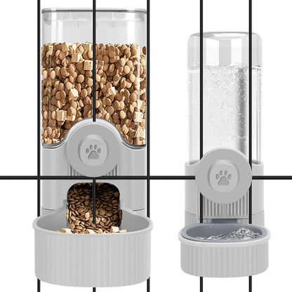 Yummy Sam Hanging Cage Automatic Small Pet Food Bowl Water Bottle Dispenser, Kennel 500ML Waterer and Auto Gravity Pet Feeder Set with Separate Food Bowl Crate Feeder Dish for Puppy Cats Rabbit (Grey)8