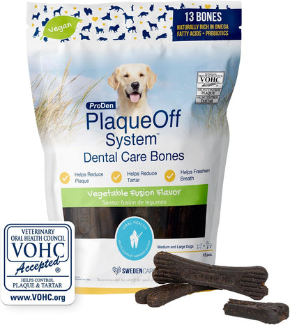 Proden Plaqueoff System Dental Care Bones - Dog Teeth Cleaning Bones for Oral Hygiene -Medium/Large Canine Formula - Bacon Flavor -17 Oz(Packaging May Vary) | Dog Teeth Cleaning Chews for Fresher Breath - VOHC Approved Dental Chews to Reduce Plaque & Tartar - Medium to Large Breeds10