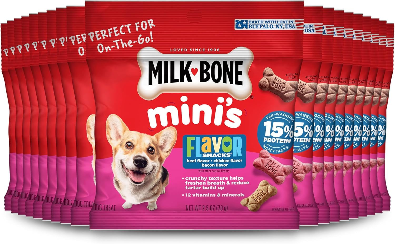 milk-bone-flavor-snacks-mini-s-dog-biscuits-flavored-crunchy-dog-treats-36-oz-canister-5-calories-per-treat-15-protein-3-flavors-per-canister-beef-chicken-bacon-naturally-artificially-flavored