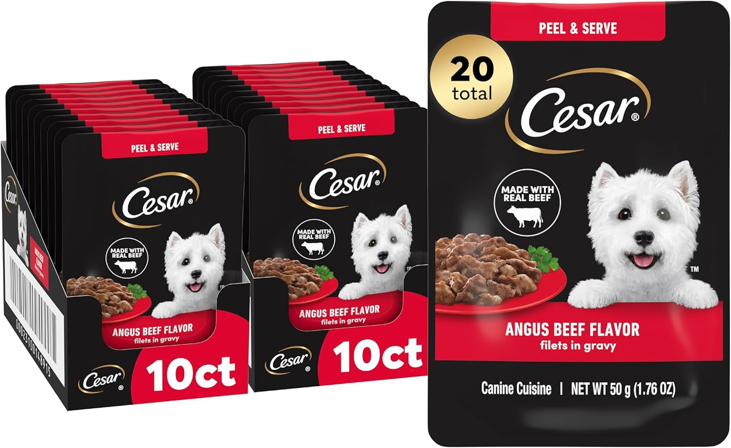 cesar-mini-pouch-wet-dog-food-filet-variety-pack-1-76-oz-40-count-3-flavors-rotisserie-chicken-filet-mignon-wood-grilled-chicken-real-chicken-or-beef-easy-peel-and-serve-protein-packed