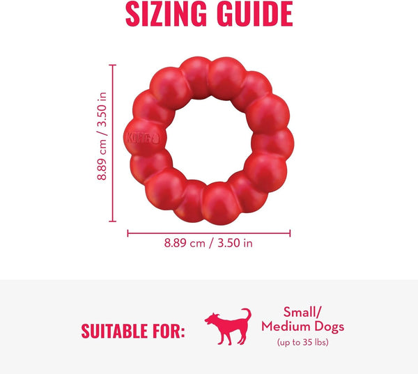 KONG Ring - Natural Rubber Ring Toy for Healthy Chewing Habits - Chew Toy Supports Dog Dental Health - Dog Toy Supports Instincts during Playtime - for Small/Medium Dogs4